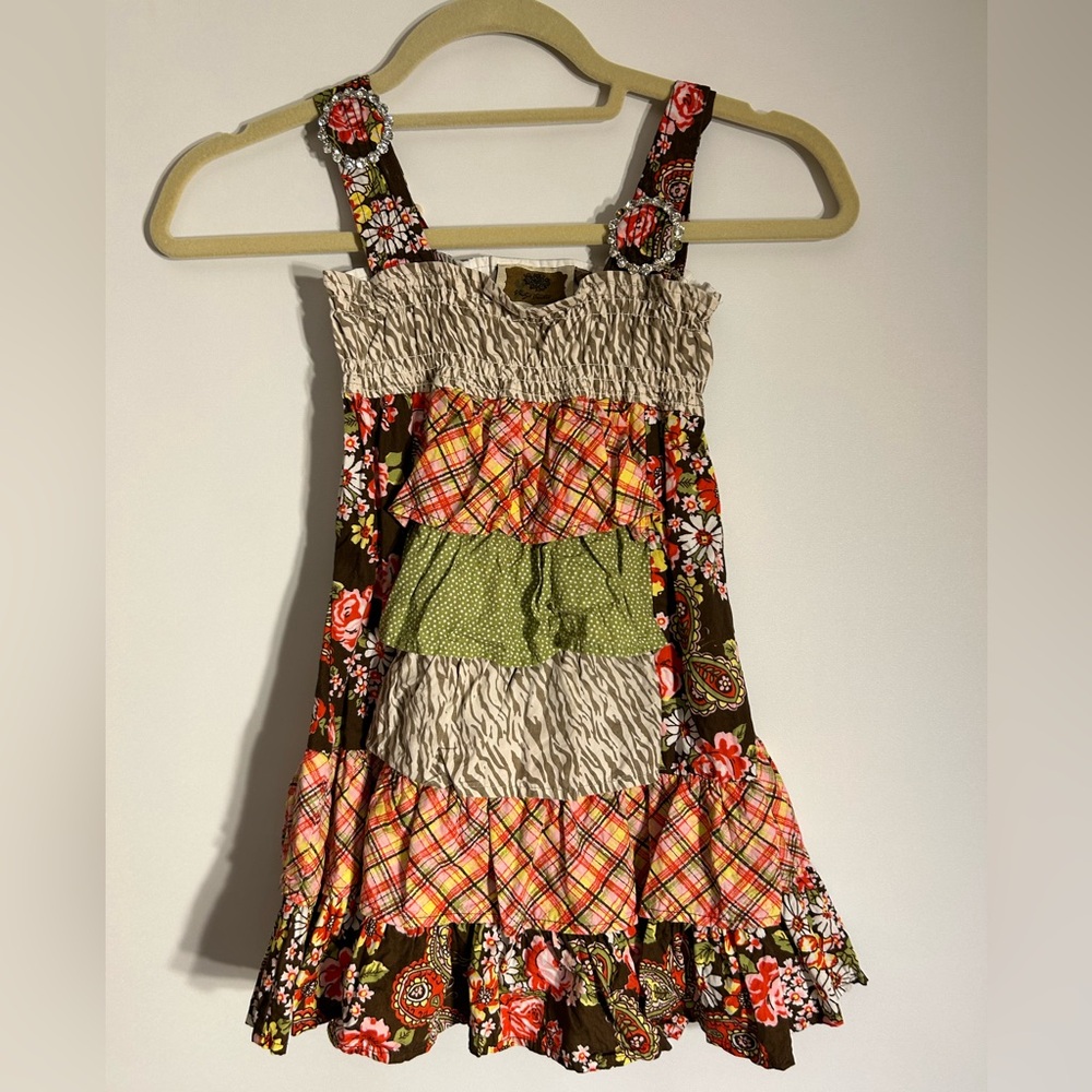 VINTAGE COUTURE TODDLER GIRLS SIZE 3T COTTON RUFFLE FLORAL/MULTI PRINT DRESS